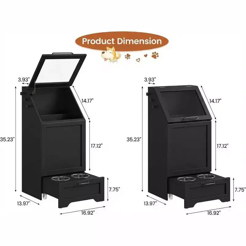 Station d'alimentation intégrée surélevée pour chien, distributeur de croquettes pliable pour chien, meuble d'alimentation moderne pour animaux de compagnie, pour cuisine, salle à manger