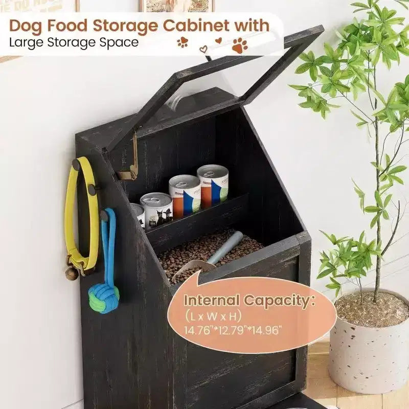 Station d'alimentation intégrée surélevée pour chien, distributeur de croquettes pliable pour chien, meuble d'alimentation moderne pour animaux de compagnie, pour cuisine, salle à manger