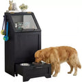 Integrated Elevated Dog Feeding Station, Collapsible Top Dog Food Container, Modern Dining Table Pet Furniture, for Kitchen, Dining Room