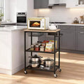 Vintage 3-Tier Rolling Kitchen Cart with Push Handle 2 Lockable Wheels Utility Microwave Stand Storage for Kitchen Island Coffee Bar Living Room