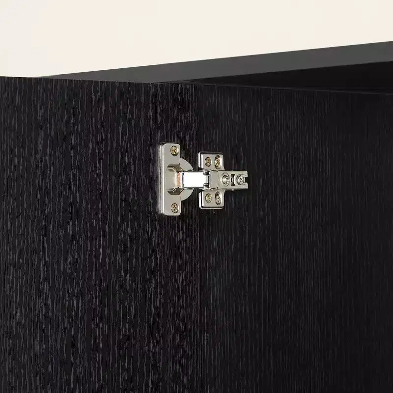 Buffet en bois à rayures verticales 63" avec rangement, meuble TV design ondulé pour salon, chambre et couloir, noir