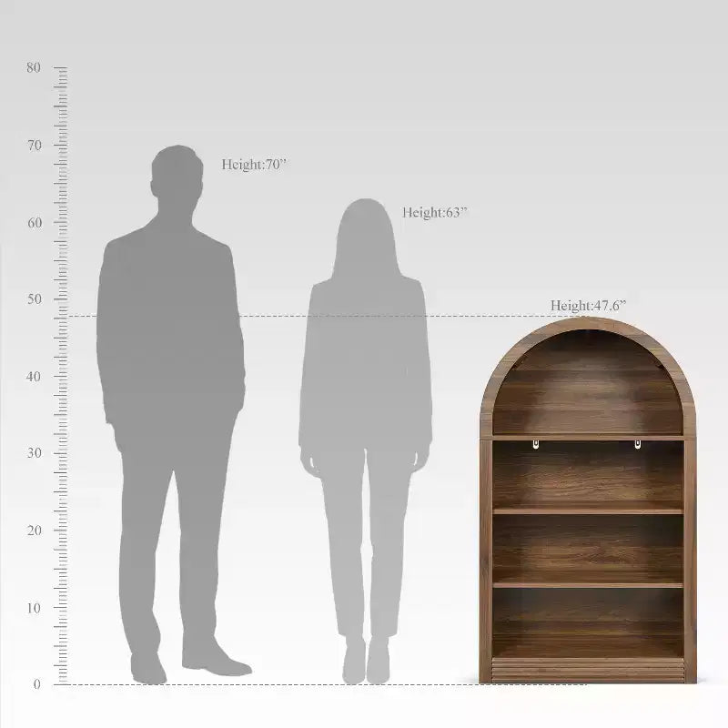 Étagère Haute à 4 Niveaux, Bibliothèque Ouverte en Bois de 121 cm