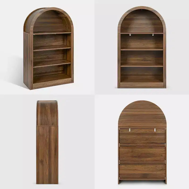 Étagère Haute à 4 Niveaux, Bibliothèque Ouverte en Bois de 121 cm