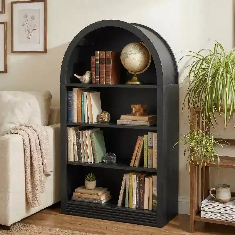 Étagère Haute à 4 Niveaux, Bibliothèque Ouverte en Bois de 121 cm
