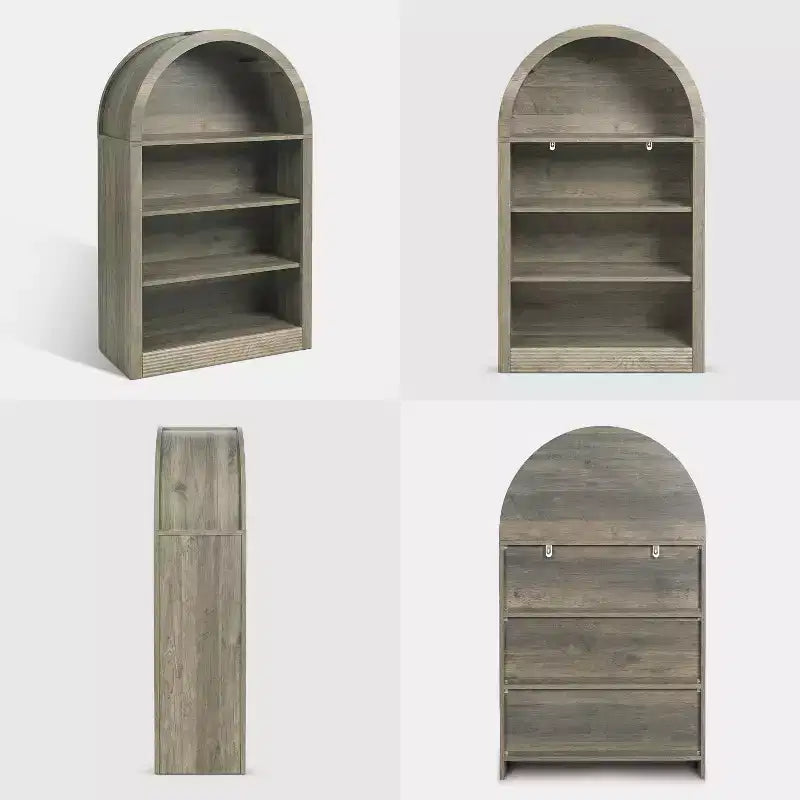 Étagère Haute à 4 Niveaux, Bibliothèque Ouverte en Bois de 121 cm