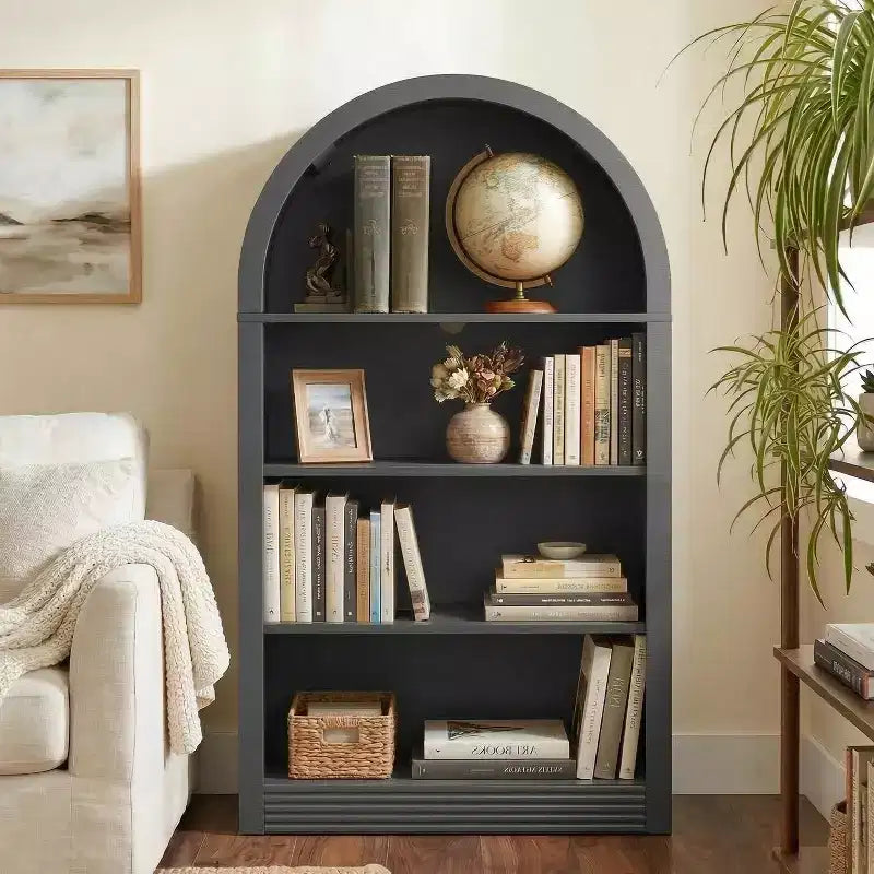 Étagère Haute à 4 Niveaux, Bibliothèque Ouverte en Bois de 121 cm