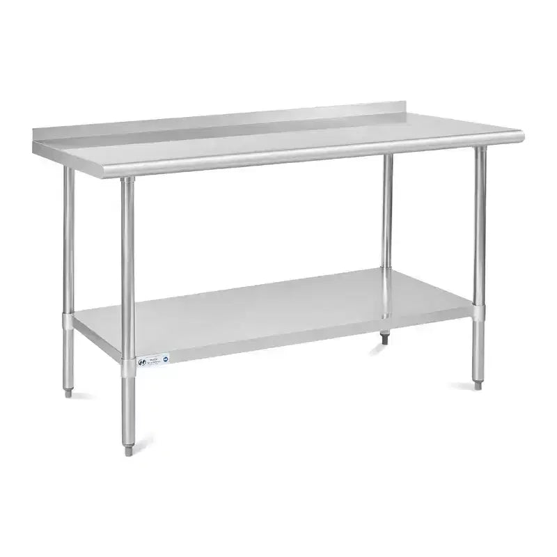 Table de travail robuste en acier inoxydable 60x30 avec étagère réglable, certifiée NSF, capacité de 236 kg, surface facile à nettoyer pour les cuisines commerciales et domestiques