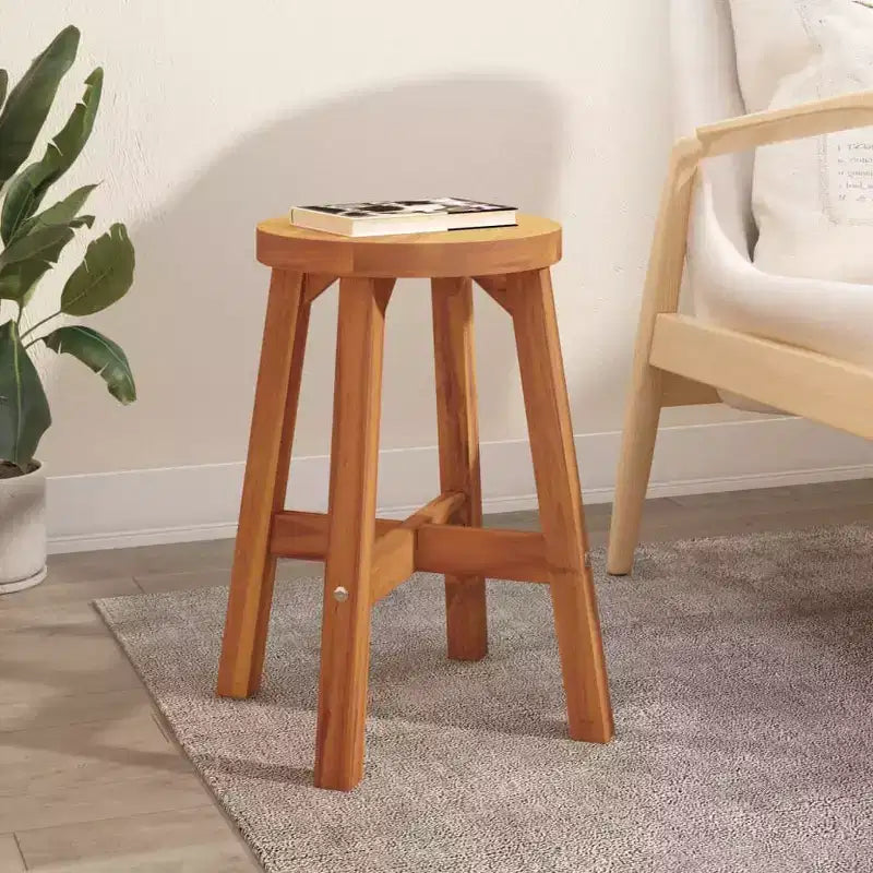 XL Tabouret Marron Bois d'acacia massif Moyen Tabouret durable Rond