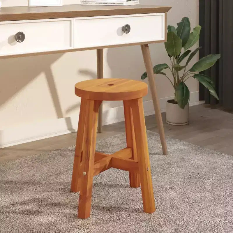 XL Tabouret Marron Bois d'acacia massif Moyen Tabouret durable Rond