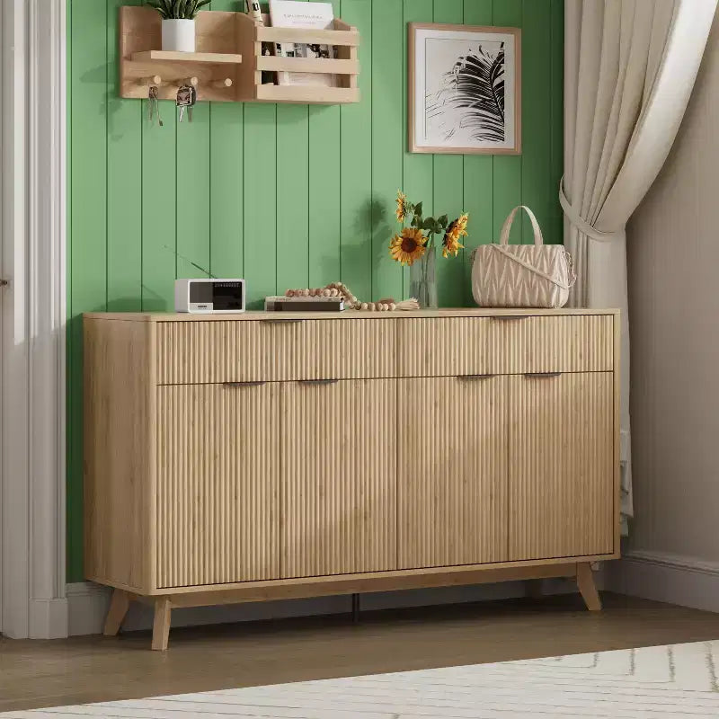 Buffet Sideboard, 2 Drawers, 4 Doors, Adjustable Shelves, Storage, for Home, Living Room