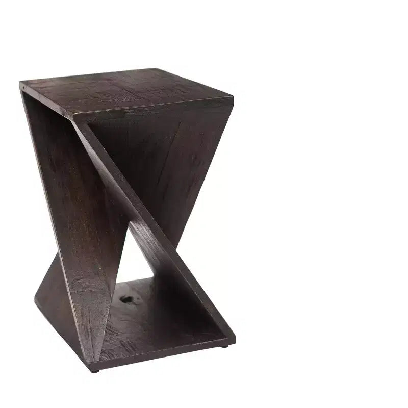 Tabouret torsadé de douche et de bain en teck nordique foncé - Marron foncé