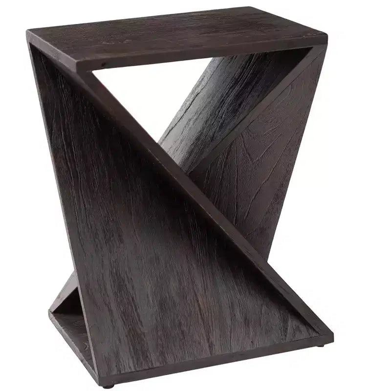 Tabouret torsadé de douche et de bain en teck nordique foncé - Marron foncé