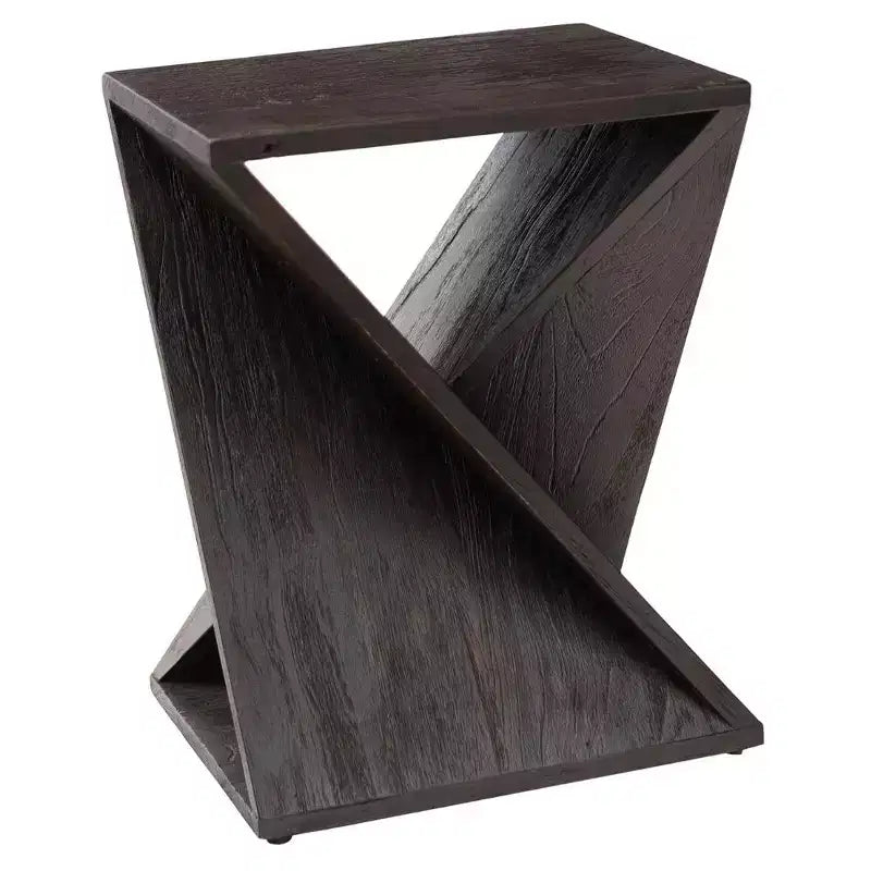 Tabouret torsadé de douche et de bain en teck nordique foncé - Marron foncé